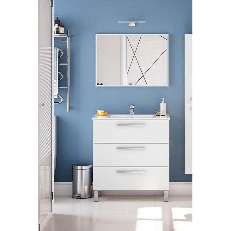 Badezimmer-Set >ATHENA< in weiß glänzend - 80x86x45 (BxHxT) – Bild 1