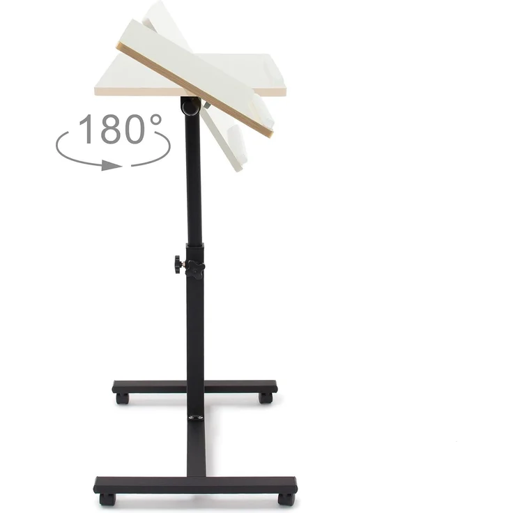 Relaxdays Laptoptisch mit Rollen, höhenverstellbar & drehbar, MDF / Stahl, 95 x 60 x 40,5 cm, Hellbraun – Bild 5