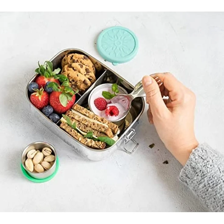 LEKKABOX Campinglöffel Mini Edelstahl Göffel, 10cm - Gabel Löffel Spork klein Kinder Brotdose, Extra klein, nur 10 cm lang – passt in jede Brotdose – Bild 3