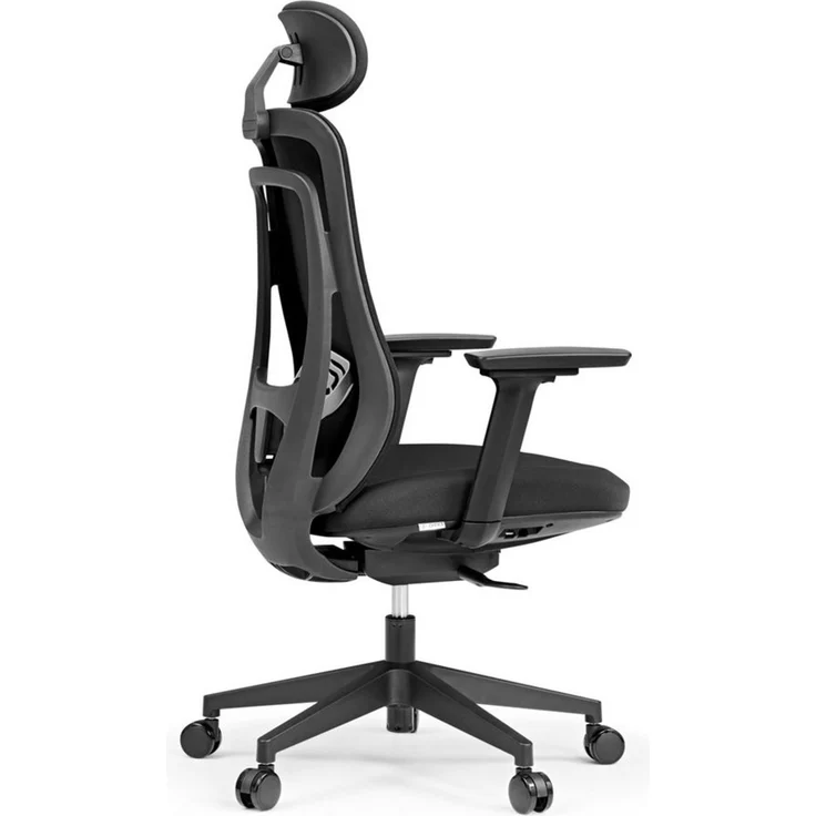 hjh OFFICE Profi Bürostuhl Vivadapt – Ergonomischer Drehstuhl mit Verstellbarer Kopfstütze, 3D Armlehnen, Sitztiefenverstellung, Synchronmechanik, Schwarz – Bild 3