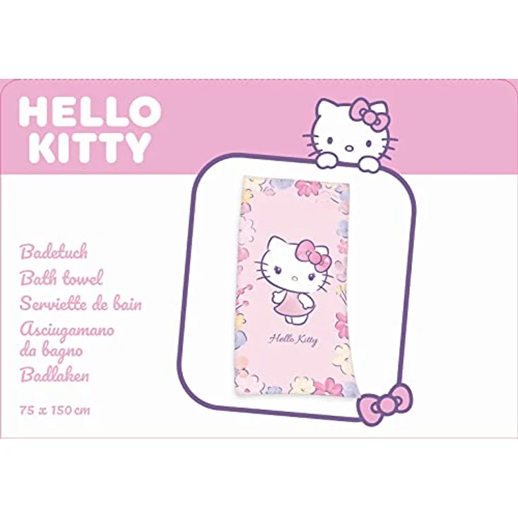 Hello Kitty Velourstuch Badetuch Strandtuch 75 x 150 cm Baumwolle – Bild 5