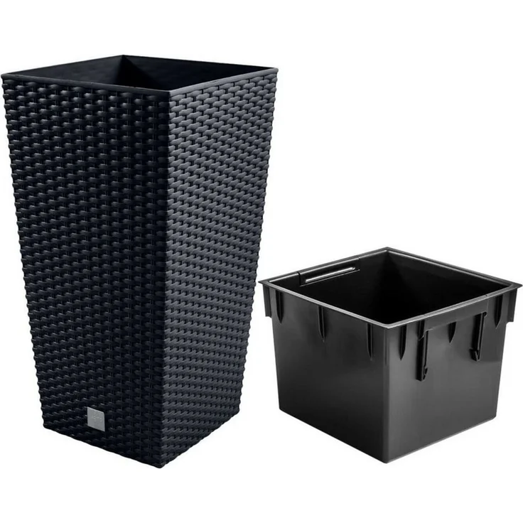 Prosperplast Pflanzkübel Rato Square, Blumentopf mit Einsatz Rato Square Umbra/Anthrazit/Weiß – Bild 1