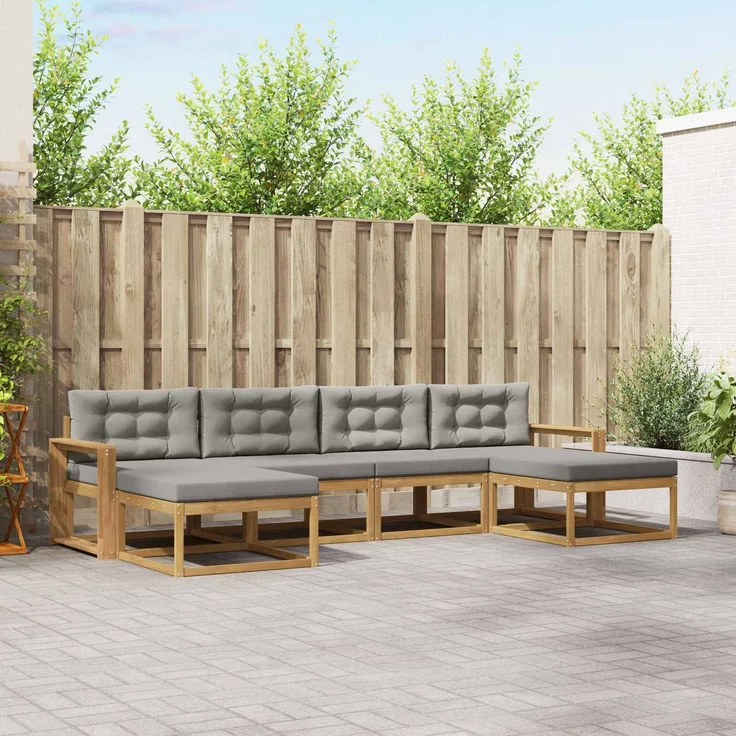 vidaXL Outdoor-Sofagarnitur 6 stk. Weiß und Hellgrau 3386835 – Bild 1