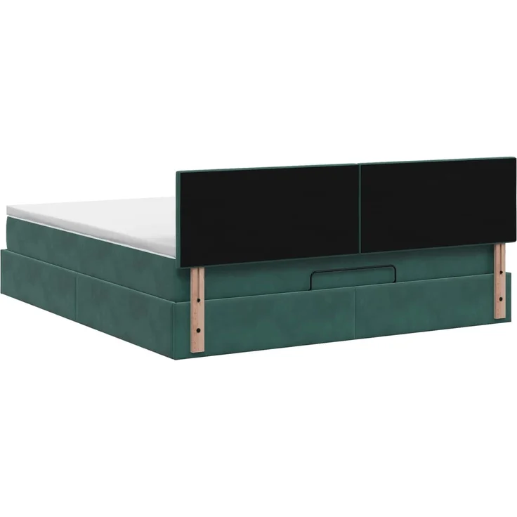 vidaXL Ottoman-Bett mit Matratze und LED Dunkelgrün 140 x 190 cm Samt 3457212 – Bild 10