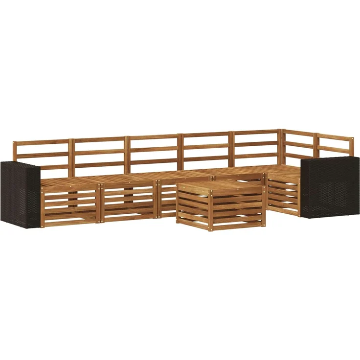 vidaXL Outdoor-Sofagarnitur 7 stk. 6-Sitzer Natur Massivholz Akazie 3384450 – Bild 2