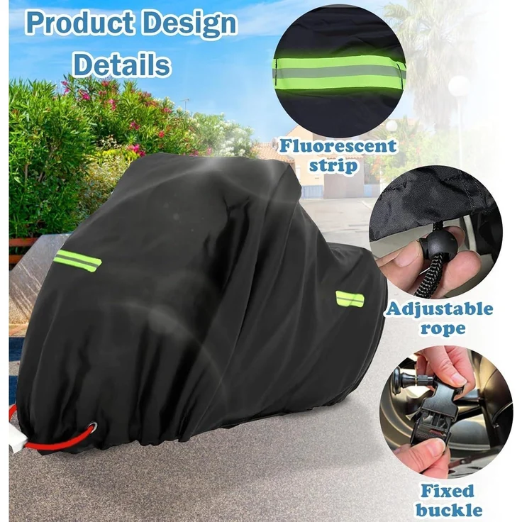 XXXL Motorradabdeckplane Wasserdicht Outdoor Schutzhülle 245x105x125cm – Bild 3