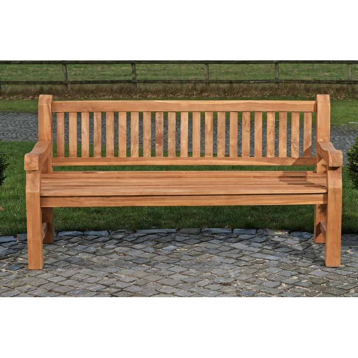 Gartenbank Teakbank HIBAS - Holz Teak 180x61x93 cm | Holzbank 180 Cm Gartenbank Sitzbank Mit Lehne Wetterfest Bank Garten Terrasse – Bild 3