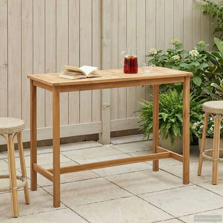 vidaXL Bartisch Natur 150 x 75 x 105 cm Massivholz Teak 42030008