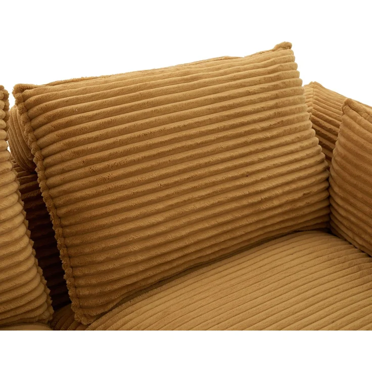 Modulares 3-Sitzer Sofa mit Hocker, B 256 x T 161 x H 75 cm, aus orangefarbenem Cord – Bild 10