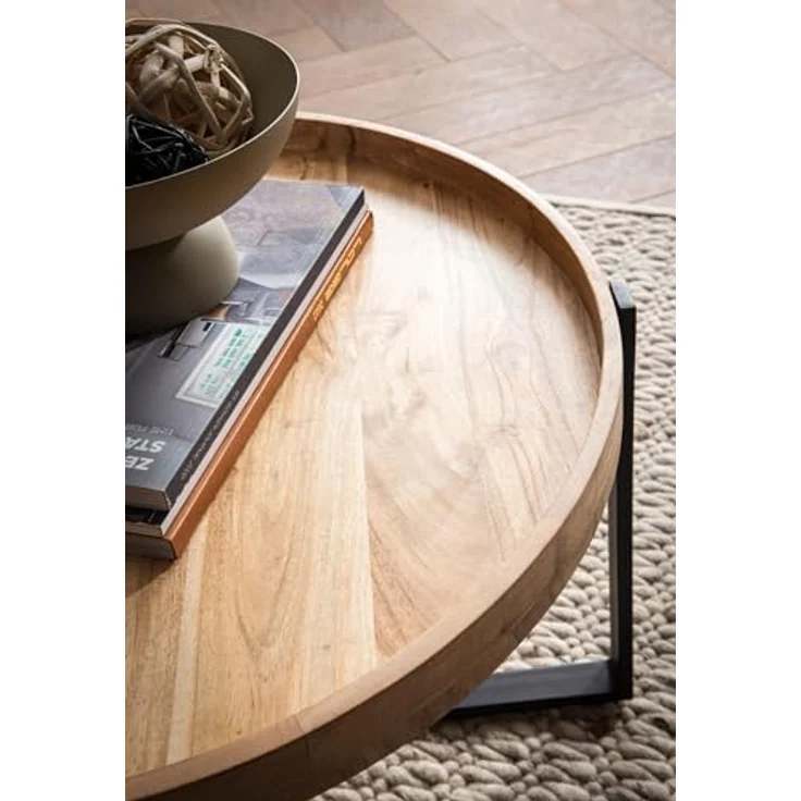 Livetastic Couchtisch, Rund, Braun, Massivholz aus Akazie, 60x36x60 cm für das Wohnzimmer – Bild 6