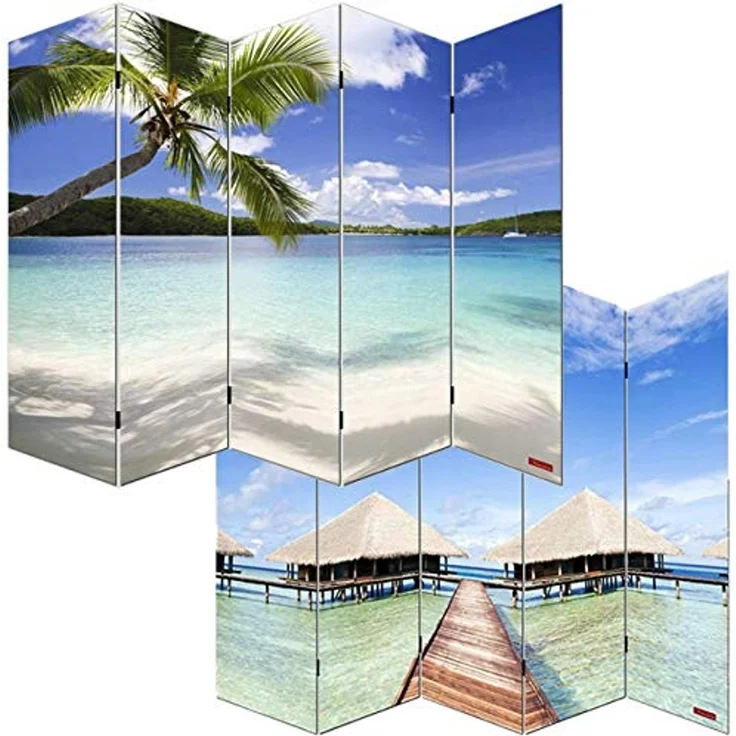 Foto-Paravent Paravent Raumteiler Trennwand M68 MVG-zertifiziert ~ 180x240cm, Strand – Bild 7