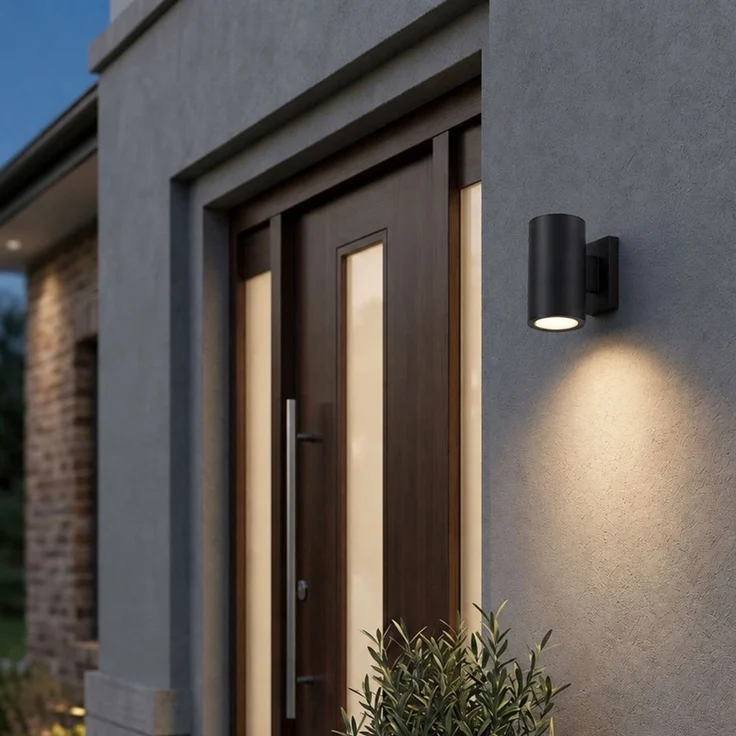 2x LED Solar-Wandleuchte, Schwarz, Aluminium, Dämmerungssensor, H 13 cm – Bild 4