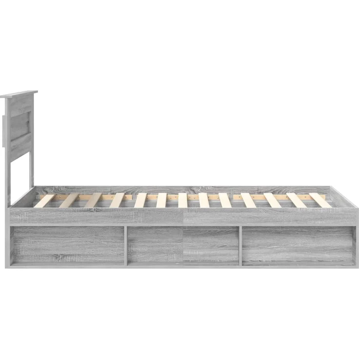 vidaXL Bettrahmen Graues Sonoma 90 x 190 cm Massives Kiefernholz 3409804 – Bild 7