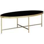 MID.YOU Couchtisch, oval, schwarz und gold, Glasplatte, 56x41x110 cm, einfacher Aufbau