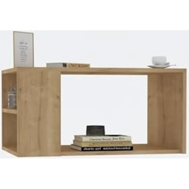 Hanah Home Modern Oak Coffee Table, 80 x 50 x 40 cm | 100% Melamine Coated Particle Board, 18 mm | Wall-Fixable, Extra Storage, Scandinavian Design – Bild 4