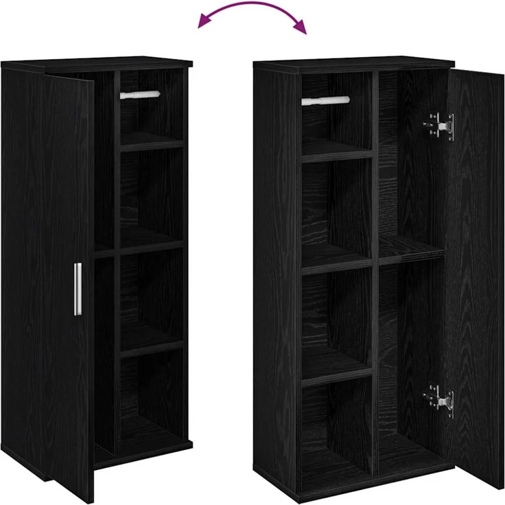 vidaXL Badezimmerschrank mit Rollenhalter Schwarz 39x22x90 cm 858525 – Bild 2