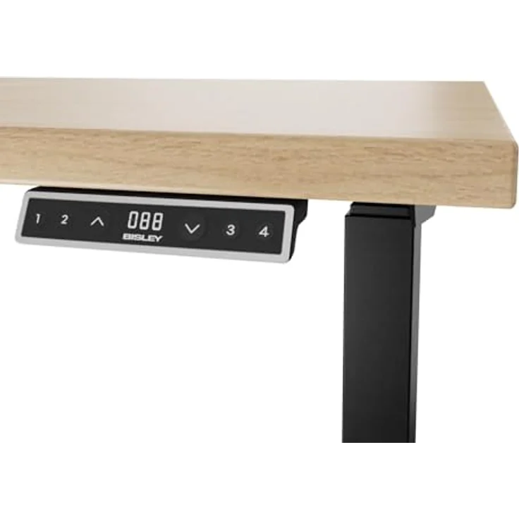 BISLEY Höhenverstellbarer Schreibtisch E-WonderTech, EWT1808018, Platte 018 Kendal Eiche, Gestell 333 schwarz, H 630-1280 x B 1800 x T 800 – Bild 4