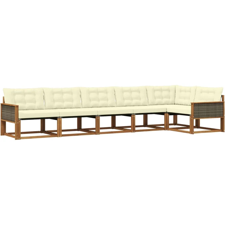 vidaXL Outdoor-Sofagarnitur 6 stk. 6-Sitzer Natur und Creme 3381450 – Bild 2