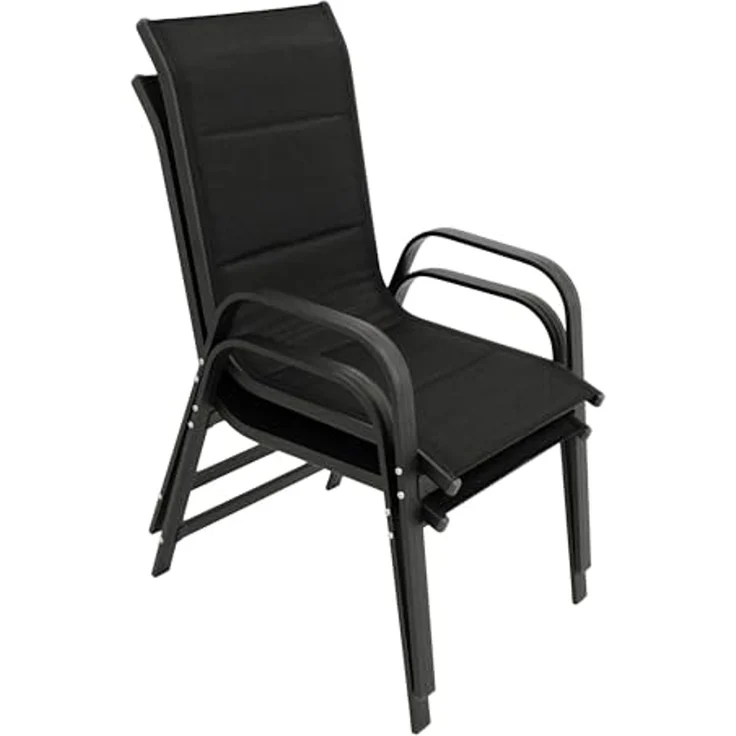 DEGAMO CESANO Garten-Stapelsessel, Alu + Kunstgewebe, anthrazit/schwarz, 56cm 2-er Set – Bild 4