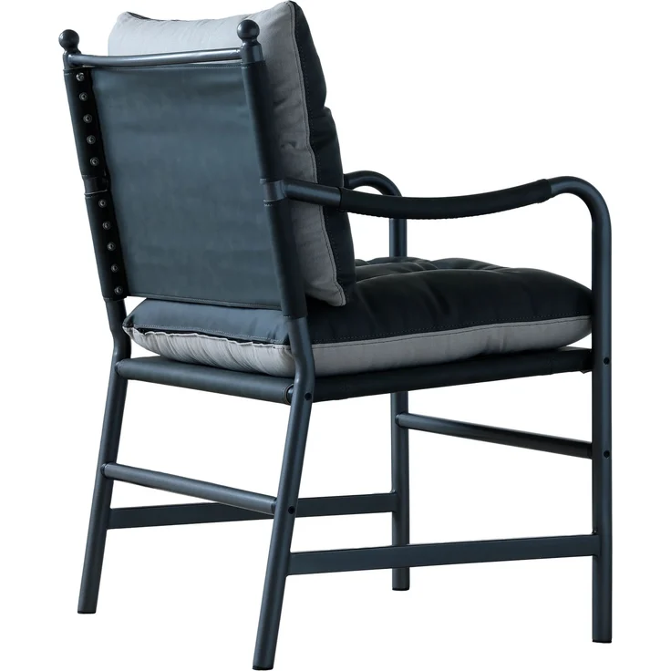 Sessel H 90 x T 60 x B 62 cm, schwarzes PU-Leder, Metallrahmen, 1 St. – Bild 8