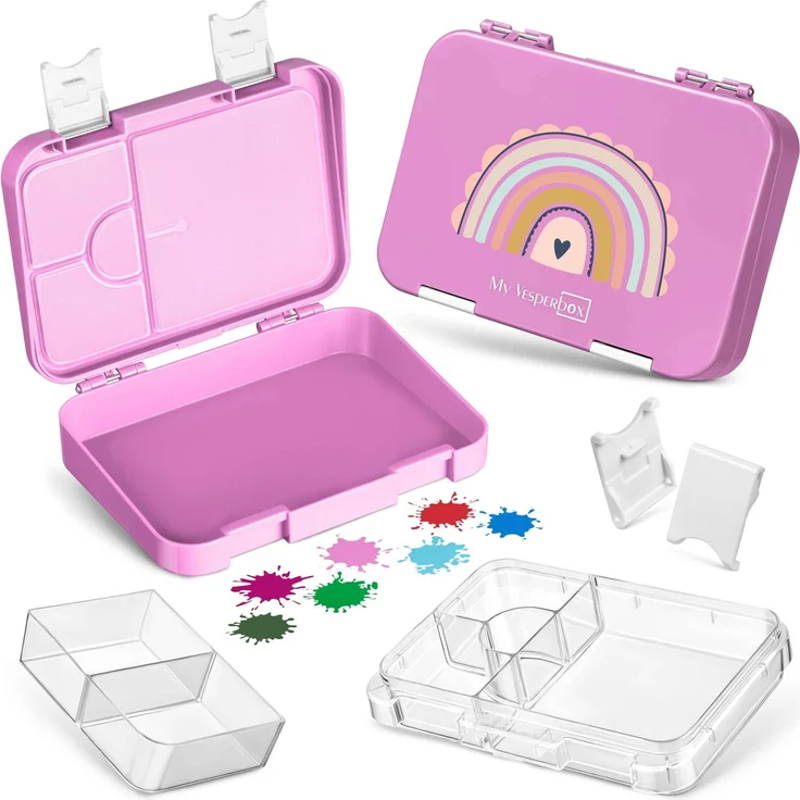 My Vesperbox® Brotdose für Kinder mit Fächern [LEN] - Lunchbox mit Trennfächern - Bento Box - Jausenbox - Brotzeitbox für Schule & Kindergarten - Vesperdose für Jungen & Mädchen