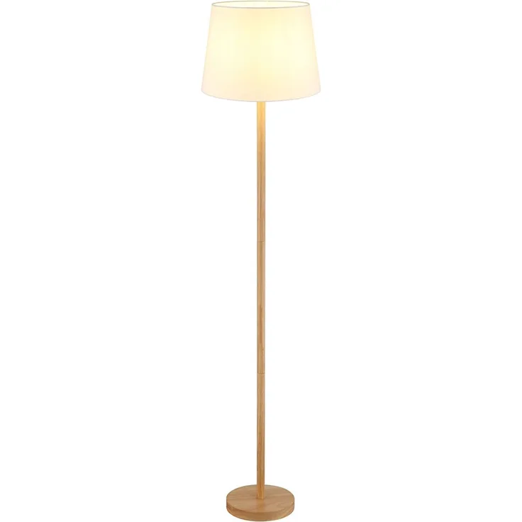 NOWA LED Stehlampe mit Fußschalter, inkl. Leuchtmittel, Warmweiß, Metall Holzoptik, 35 x 35 x 151 cm