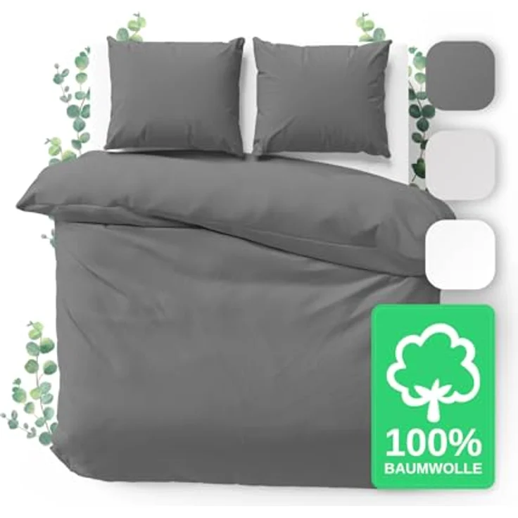 Jacobson Bettwäsche Set - 100% Baumwolle, Perkal, 3 teilig, Erhältlich in den Größen 135x200, 155x220, 200x200, 200x220, 240x220 – Bild 2