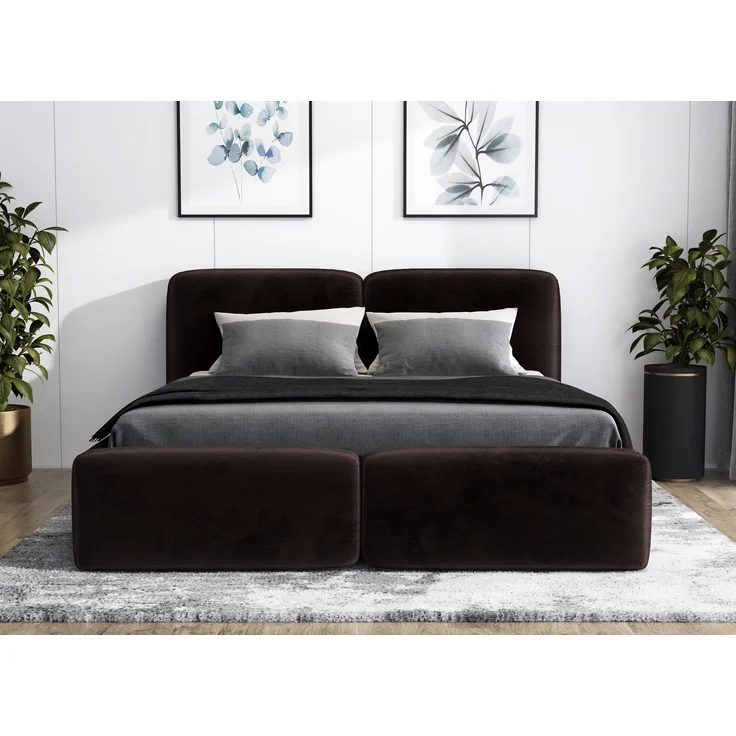 Polsterbett OLKE 90x200 ohne Matratze mit Bettkasten und Lattenrost. Farbe: Espresso 6 – Bild 3