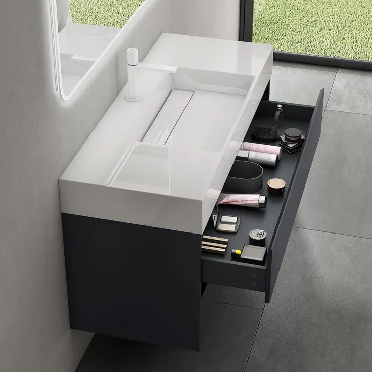 doporro Badmöbel-Set Badezimmermöbel Waschbecken Waschtisch Badezimmer-Schränk, Wasser abweisend, großer Stauraum – Bild 6