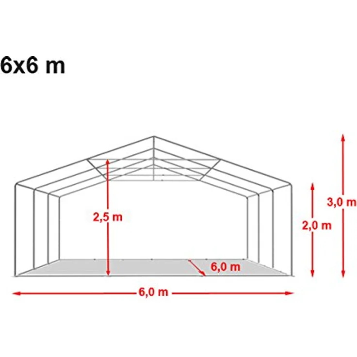 TOOLPORT Festzelt Partyzelt 6x6 m Premium, PVC Plane 750 N, 100% wasserdicht, weiß, mit Bodenrahmen – Bild 4