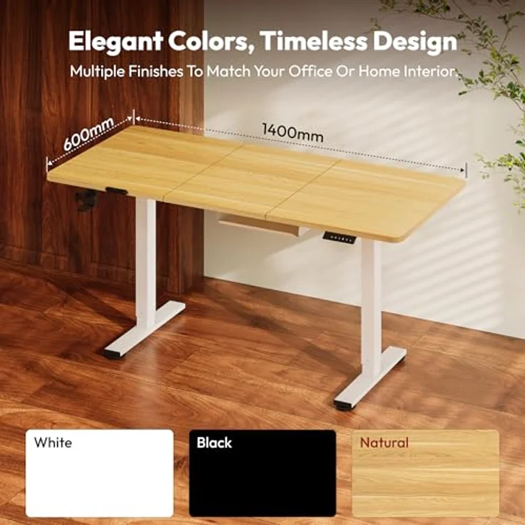 SANODESK Höhenverstellbarer Schreibtisch 140x60 cm Schreibtisch Höhenverstellbar Elektrisch Ergonomischer Steh-Sitz Tisch Computertisch für Heimbüro Homeoffice(ahorn) – Bild 9