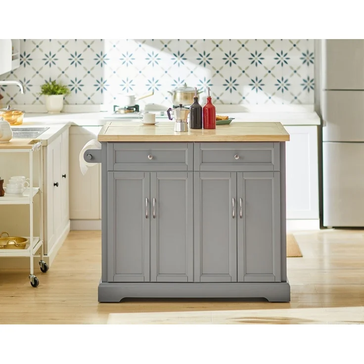 SoBuy FKW71-HG Kücheninsel, MDF, Lackiert, Grau, 115 x 92 x 71 cm – Bild 8