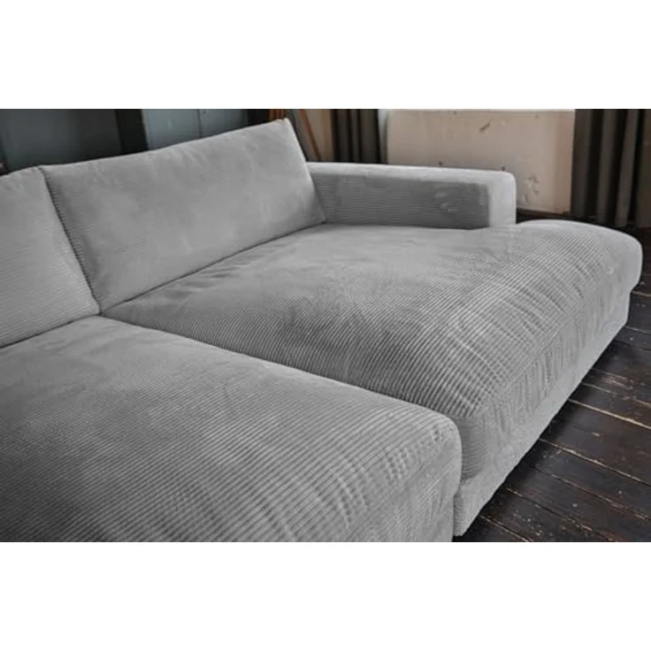 KAWOLA Big-Sofa MADELINE, Couch mit Hocker und 4 Zierkissen Cord verschiedene Farben 290x170 cm – Bild 6