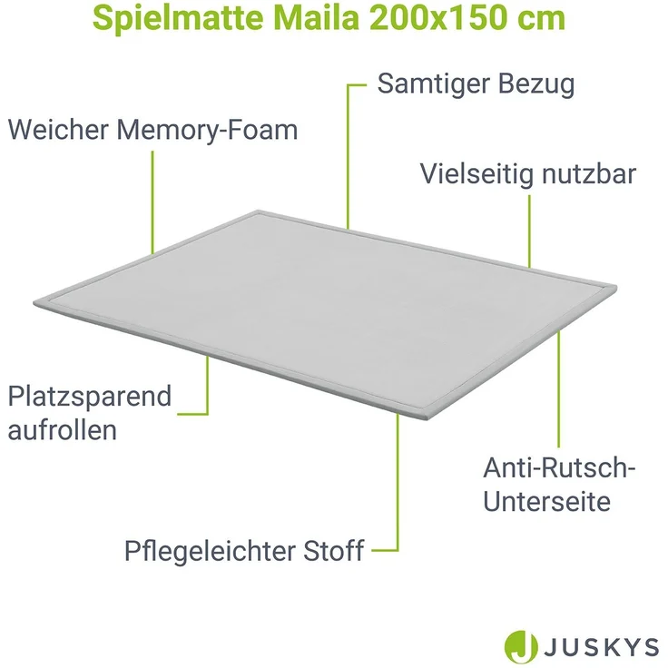 Juskys Krabbelmatte, Polyester grau, 200 x 150 cm – Bild 3