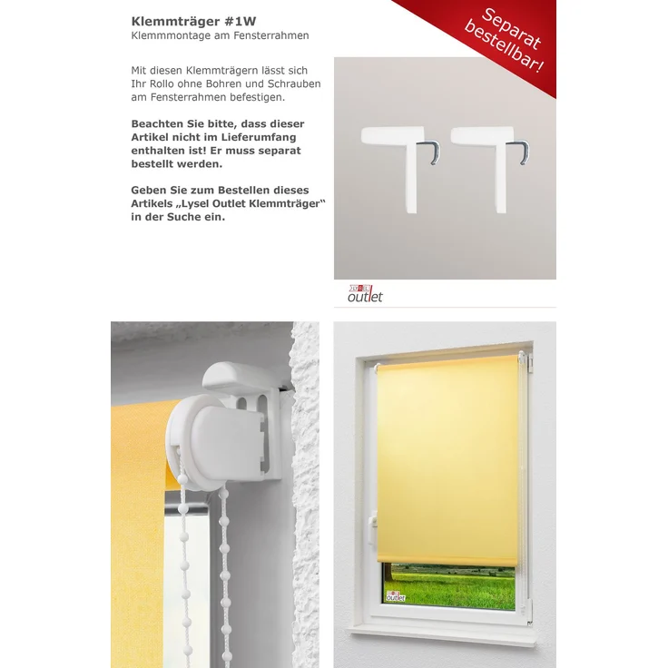 Lysel Outlet - Basisrollo Tageslicht Pastellgelb, (B x H) 92.50cm x 240cm in gelb/pastellgelb – Bild 8