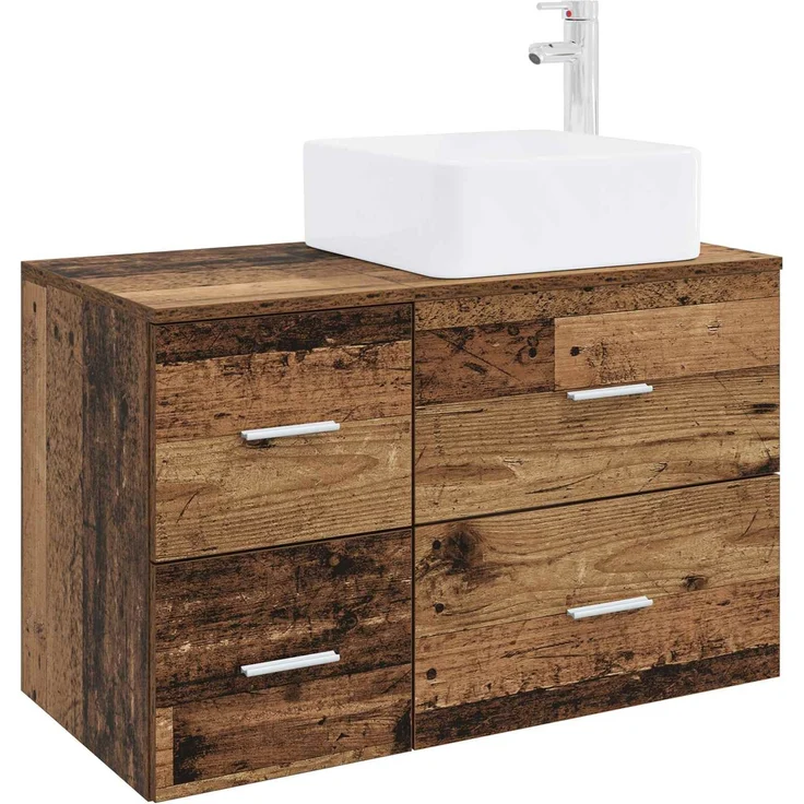 vidaXL Wandmontiertes Badezimmermöbel-Set 2 stk. Altholz 3403982 – Bild 2