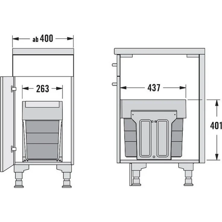 HAILO Abfallsorter TANDEM 13/13 ab 40 cm Schrankbreite / AS Tandem 4. Generation – Bild 3