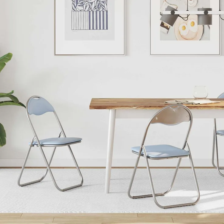 vidaXL Klappstuhl 2 pcs Grau 48 x 43,5 x 81 cm Kunstleder 42029046