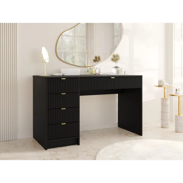 Mirjan24 'Tireno' Schreibtisch mit 5 Schubladen, Schwarz, 76 x 55 x 120 cm