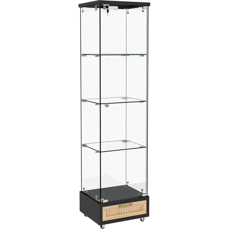 Vitrine B 42,5 x T 36,5 x H 167 cm aus MDF und gehärtetem Glas, mit LED-Beleuchtung – Bild 6
