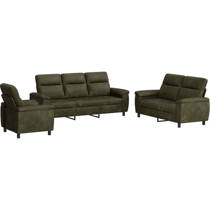 vidaXL Sofa-Set 3 pcs Olivegrün Kunstwildleder 3430665 – Bild 2