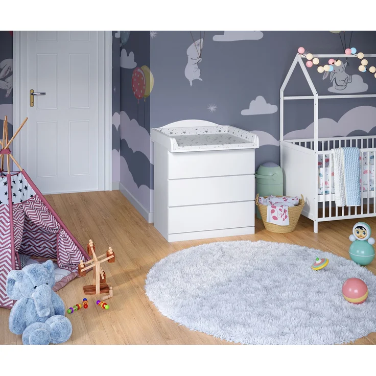 Bellabino 'Oti' Wickelaufsatz für IKEA Kommode Malm, Hemnes, Nordli, weiß, 16,5 x 74 x 80 cm – Bild 2