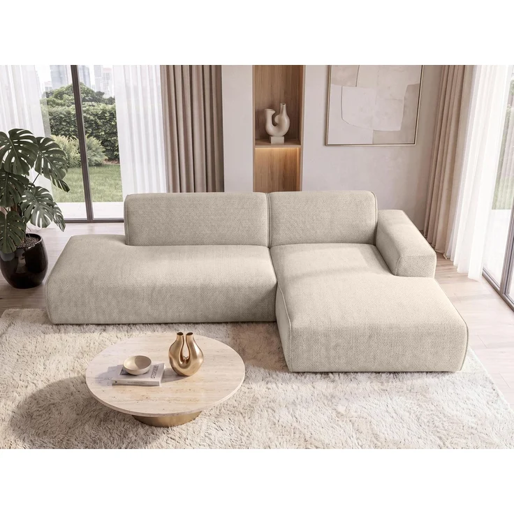AX LIVING Ecksofa Modern Didim Duo 284 cm Beige Chenille Sofa R – Bild 2