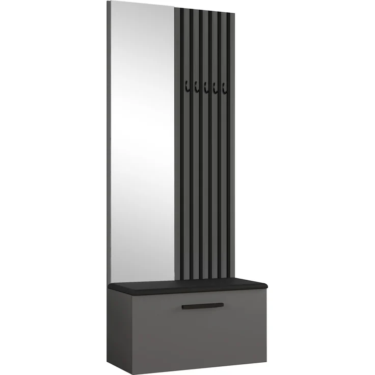 AX LIVING Kleiderschrank mit Spiegel Rosanno II - 80,6 cm, Grau JS100 – Bild 1