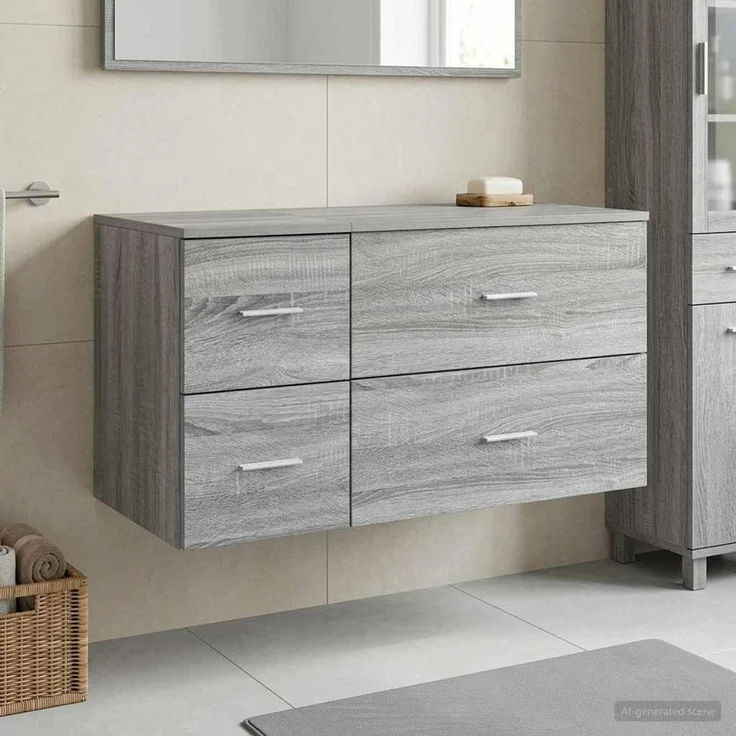 vidaXL Badezimmerschrank-Set 2 stk. Grau Sonoma 92,5 x 44,5 x 50 cm 3404021 – Bild 1