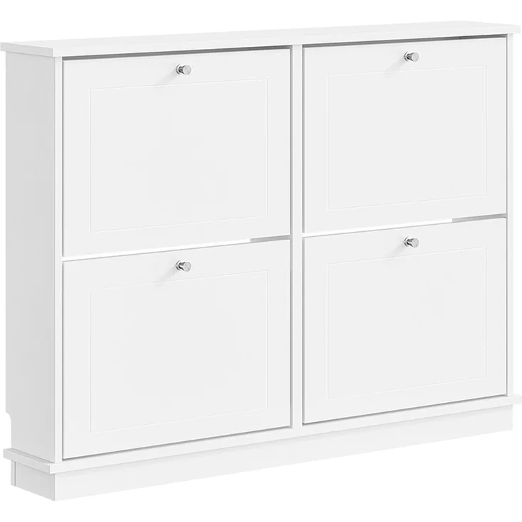 SoBuy FSR216-W Schuhschrank, MDF, Lackiert, Weiß, 105 x 78 x 18 cm