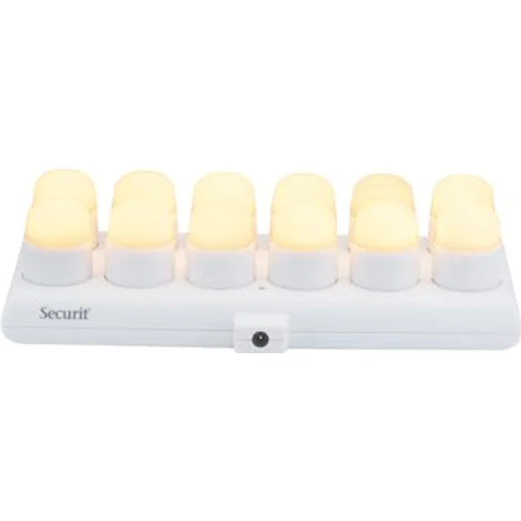 SECURIT – Wiederaufladbares LED-Teelicht-Set Amsterdam – Kabellos – Magnetisch – Für Bar, Café, Restaurant – Warmweiß – 12 Kerzen, Fernbedienung, Basis, Ladekabel inklusive, Weiß – Bild 2