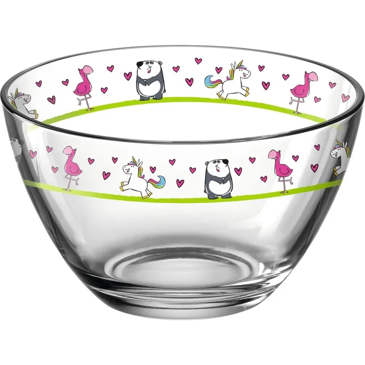 EOL - Leonardo Bambini Schale 12cm Glas Flamingo/Einhorn/Panda