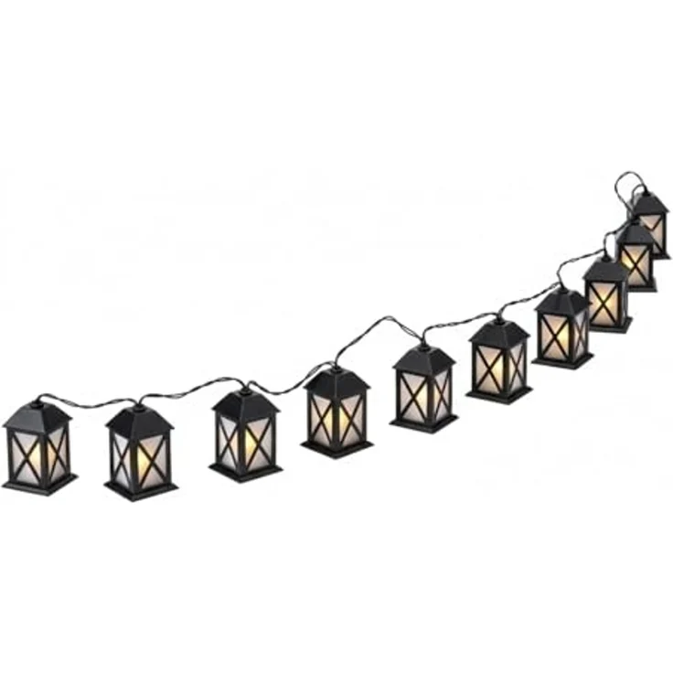 HAC24 LED-Lichterkette Lichterkette Laterne Lampen Kette Dekolaterne Garten Beleuchtung, 10-flammig, 10-flammig, Warmweiß, Strombetrieben, Wetterfest – Bild 1
