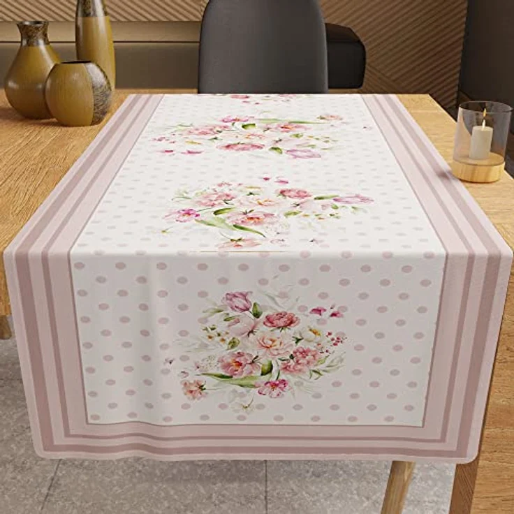 Petti Artigiani Italiani - Zubehör für Küchentextilien, eleganter Tischläufer, 40 x 140 cm, aus Mikrofaser, Tischdecke mit Digitaldruck, Pois Puder, 100 % Made in Italy – Bild 1